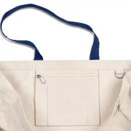 Kooshty Barbados Large Cotton Beach Bag Navy Pocket